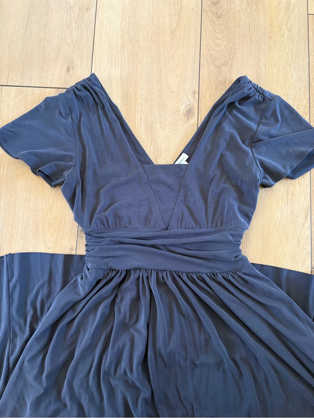 Sundance Deep Blue V-Neck Wrap Waist Midi Dress